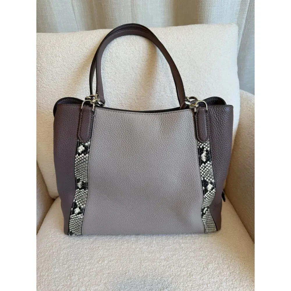 Kate Spade New York Pebbled Leather Snakeskin Trim Tote Purse Shoulder Bag